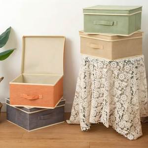 Foldable Clothing Storage Basket Case with Handle for Closet 33.5L X 31.75W X 17.5H CM Storage <b>Boxes</b> with Lid - Product Image 3