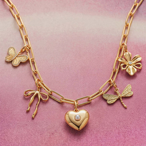 Collar de Moda Personalizado Gemnel, DIY con Letras de Mariposa, Perlas, Dijes de <span class=keywords><strong>Amor</strong></span>, Lazo, Libélula, Corazón, Joyería Resistente al Deslustre - Product Image 4