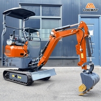 Mini-excavatrice LOGWAY avec châssis télescopique en option, performances hydrauliques puissantes pour travaux de jardinage, livraison gratuite
