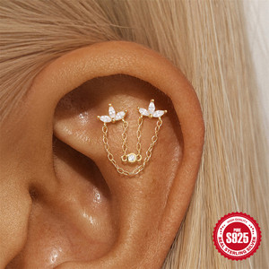YW all'ingrosso anello a dorso piatto <span class=keywords><strong>trago</strong></span> <span class=keywords><strong>Piercing</strong></span> orecchini 925 in <span class=keywords><strong>argento</strong></span> Sterling borchia 18K placcato oro <span class=keywords><strong>Piercing</strong></span> per il corpo gioielli - Product Image 2