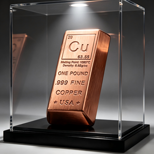 Copper Plaque One Pound .999 Fine Cu Periodic <b>Table</b> Rectangle Art Collectible USA Made Stamped Copper Bullion bar - Product Image 3