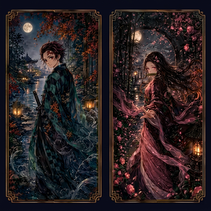 Póster Colgante de Madera con Impresión a Todo Color de <span class=keywords><strong>Anime</strong></span> Japonés, Tanjiro Nezuko, Esquinas Cuadradas, Pintura a Tinta, Juego de Mesa - Product Image 3