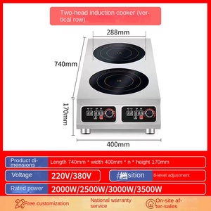 Placa de Inducción Eléctrica Comercial de 500W para Cocina, 2 Quemadores, Control Táctil, Temporizador y Ajuste de Temperatura, Superficie de Vidrio - Product Image 6