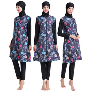 Beautiful Flower Prints Muslim Women Islamic Ladies Female Long Abaya Loose Fit Casual Summer Anti-UV Modest Beachwear Swimsuits