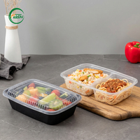 Flash BPA-vrije 2-delige wegwerp PP plastic bento lunchbox, magnetronbestendig, voor afhaalmaaltijden, 32oz