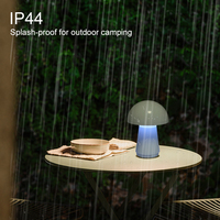 Lampe de table LED champignon rechargeable à gradation avec contrôle tactile portable moderne Lampe RVB d'intérieur de bureau avec batterie pour chambre à coucher