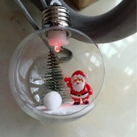 Boule lumineuse de Noël transparente, ornement décoratif à suspendre pour vitrine, décoration de Noël