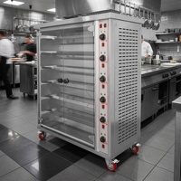 Four à rôtir au gaz pour poulet commercial, 6 broches, en acier inoxydable, pour restaurant, barbecue