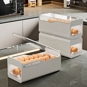 Egg <b>Storage</b> <b>Box</b> <b>Drawer</b> Type Stackable With Lid For Refrigerator Kitchen Use - Product Image 1