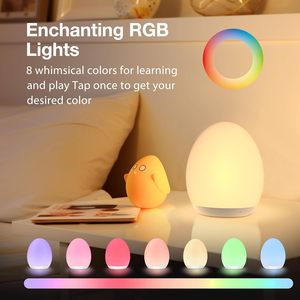 Ei Licht Voor Kinderkamer Met 7 Rgb Kleuren Veranderlijk, Touch Control Oplaadbare Kraan Licht, Draagbare Nachtlampje Voor Baby 'S