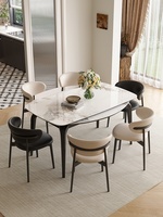 Table à manger de luxe en marbre avec pieds en chêne, pliable pour 6 personnes, idéale pour hôtel, restaurant, café, maison, salon, design moderne, best-seller