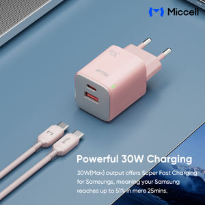 Chargeur compact GaN Miccell avec alimentation PD 30W et deux ports USB-C pour les utilisateurs d'iPhone, de <span class=keywords><strong>Samsung</strong></span> et les voyageurs d'affaires - Product Image 4