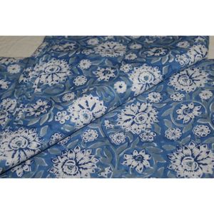 Tela de Algodón Suave con Diseño Floral Azul para Ropa de Verano, Estilo Africano, Tela para Confección de Vestidos Hecha a Mano por Metro - Product Image 2