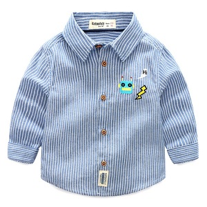 Nouvelle chemise à manches longues en coton rayé brodée de papillons pour garçons, de qualité supérieure, Bloemen - Product Image 4