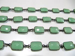 สร้อยข้อมือลูกปัดหินสีเขียว10X14มม. เครื่องประดับลูกปัด - Product Image 4