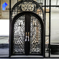 Porte d'entrée en fer forgé de haute qualité avec verre isolant insonorisé, rupture de pont thermique et dimensions personnalisées pour maison