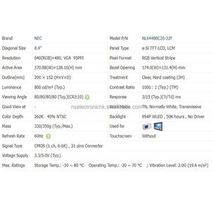 แผงจอ LCD VGA TFT ขนาด640*480 NL6448BC26-22F อุปกรณ์ทางการแพทย์ยานยนต์ของแท้ใหม่มีสินค้าในสต็อก - Product Image 6