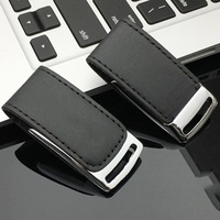 Nuevo regalo de cuero genuino USB 2,0 controlador flash memoria de disco U 8G de cuero de la PU de memoria de 16GB de cuero de la PU de disco u