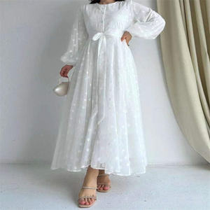 Robes musulmanes classiques pour femmes, style français, blanches, décontractées, modestes, couleur unie, Dubaï, Turquie, kaftan maxi en coton, <span class=keywords><strong>abaya</strong></span> - Product Image 1