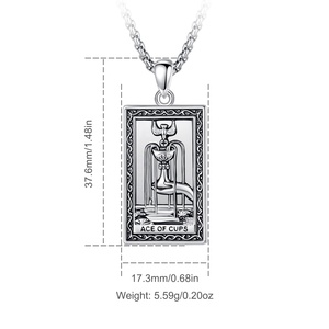 Hip Hop gothique <span class=keywords><strong>as</strong></span> des tasses <span class=keywords><strong>Tarot</strong></span> carte pendentif collier cuivre plaqué argent bijoux émotionnels pour hommes femmes - Product Image 4