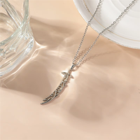 Pendentif Émail Coranique en Acier Inoxydable, Forme de Scimitar Creux Zulfiqar, Thème Ali Chia, Bijou de Mode, Vente en Gros