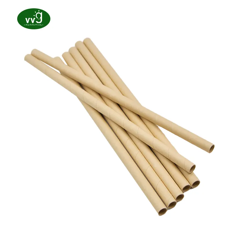 VVG all'ingrosso 140/150/197/200/240mm cannucce di carta usa e getta personalizzate in fibra di bambù eco friendly biodegradabile