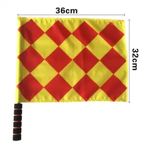 Promotional Product 100% Polyester Electronic Soccer Corner Referee Flag Hand Waving Referee Track Flag Extendable Flag Pole