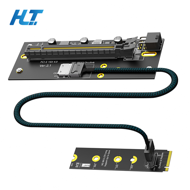 PCI-E 4.0 16X With Oculink SFF-8612/8611 to M.2 NVME M-Key 2230 2242 2260 2280 Extension Cable PWR ATX 6PIN Power up to 32G/bps