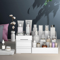 Vente flash : Organiseur de bureau en plastique pour accessoires divers, bijoux, beauté, maquillage, soins de la peau, boîte de rangement cosmétique avec tiroir