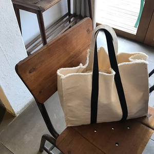 Bolso de mano de lona de algodón de color sólido con logotipo personalizado de nuevo estilo con botón para el trabajo - Product Image 3