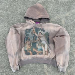 T-shirt pour homme en coton 100% de haute qualité, personnalisé, délavé à l'acide, surdimensionné, vintage, uni, printemps, impression numérique longue, en molleton français - Product Image 2