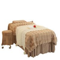 Ensemble de draps de table de massage super doux kaki Couvre-lit à cils Spa Salon Linge de table de massage Topper de lit de spa Tissu velours cristal
