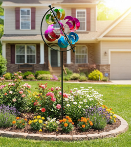 Mulini a Vento in Ferro da Esterno Più Venduti - Decorazioni Creative per Giardino e Prato, Ornamenti Eolici Blu - Product Image 1