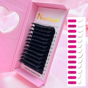 Marque privée cachemire noir mat léger extensions de cils individuels facile ventilateur soie 17mm longueur CC Curl fournitures de gros - Product Image 2