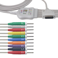 Cables de ECG de 10 Derivaciones con Aguja Fija AHA, Cable de Paciente ECG de TPU de Grado Médico de 4.3 Metros, Proveedor de Accesorios Médicos