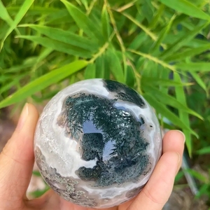 En çok satan yüksek kalite doğal <span class=keywords><strong>Moss</strong></span> akik küre kristal meditasyon yeşil cilalı kuvars topu halk el sanatları dekorasyon için - Product Image 4