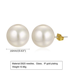 Boucles d'oreilles tendance en argent sterling 925 plaqué or avec perles pour femme - Product Image 5