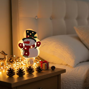 Ampoules Incandescentes à Brancher GL-XE3 Bonhomme de Neige Magique Lumière Nocturne - Minimaliste Blanc Chaud Fer Petit Décoration de Maison Festive Fête de Noël - Product Image 5