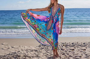 Robe longue ouverte à la poitrine, en polyester, sur mesure, colorée, style peplum, glamour, pas chère, pour femmes, robes tropicales pour les fêtes - Product Image 6