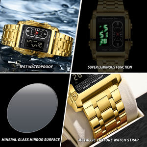 Montre électronique pour homme BINBOND, montre polyvalente en acier inoxydable, double mouvement, multifonctionnelle, 50 mm, montre-bracelet pour homme d'affaires - Product Image 3