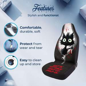 Housse de siège avant de voiture GENANY Funny Murder Cat OLIVER, en polyester durable, respirante, accessoire automobile de protection - Product Image 5