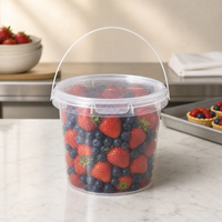 Seau en plastique transparent de qualité alimentaire 1L avec couvercle pour mini-pains, croissants, boulangerie, stockage alimentaire, présentoir de comptoir