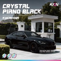 KUCAI 1.52*17m Film Vinyle Automobile pour Voiture, Film de Protection de Véhicule PET Métallique Noir Piano Cristal, Films Vinyle pour Voitures
