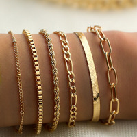Ensemble de bracelets en acier inoxydable plaqué or PVD chaîne torsadée en couches titane acier DIY chaîne cubaine Bracelet chaîne Figaro