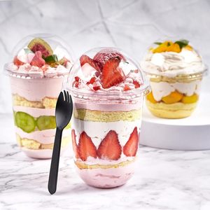 Vasos Desechables de Plástico PP en Forma de U de 12oz, 16oz y 24oz con Logotipo Personalizado Impreso para Envasado de Postres y Yogur - Product Image 1