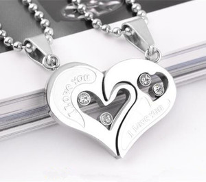 Collier de couple avec pendentif en forme de cœur, puzzle en forme de cœur, deux moitiés de cœur assorties pour les amoureux, cadeau pour la fête des amoureux, collier assorti - Product Image 2