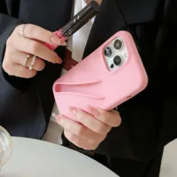 Coque de téléphone en silicone pour iPhone 17 16 15 14 13 12 11 Pro Max Plus X XS XR 17 Pro Air avec support portable pour brillant à lèvres