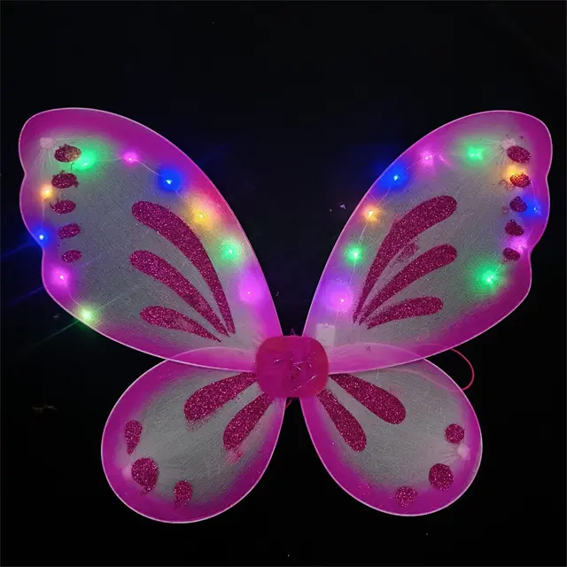 Çocuk günü Tutu etek ile Led ışık up kelebek kanatları aydınlık peri melek kanat kostüm çocuklar ve yetişkin için Set