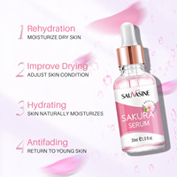 Sérum facial liquide OEM Sakura 24K Gold anti-âge, anti-rides, éclaircissant, hydratant, réparateur pour peaux abîmées