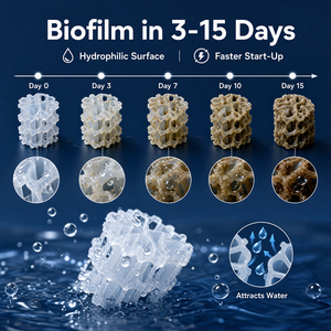 Support biologique Aquawise Type Spirale MBBR en HDPE vierge pour le traitement des eaux en aquaculture RAS - Product Image 3